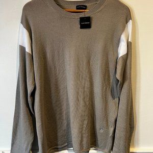 Club Monaco Trim Fit Colorblock Crewneck Sweater In Light Grey/ White